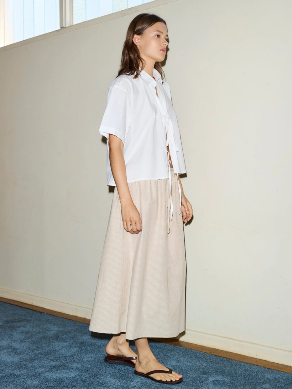 Deiji Studios Tie Up Shirt White Organic Cotton Poplin - Picture 3 of 16